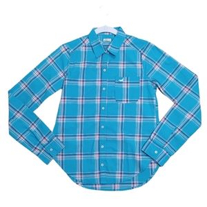 NWOT Hollister Blue Plaid Cotton Button Down Shirt